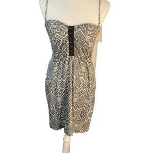 Billabong Black and White Tribal Print Removable Spaghetti Strap Mini Dress SZ L